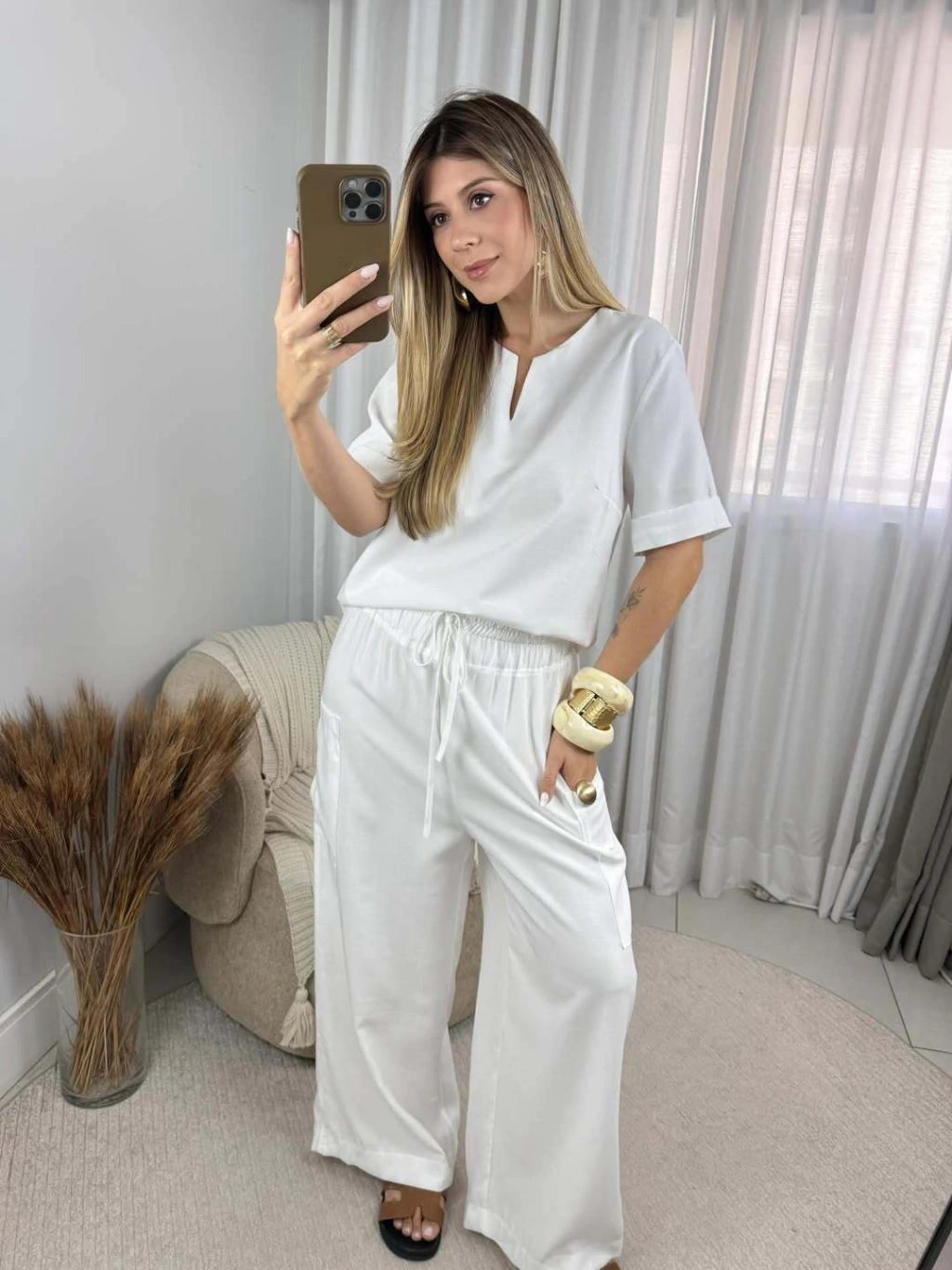 Kit 2 Conjuntos Blusa Decote V e Calça - Aurora