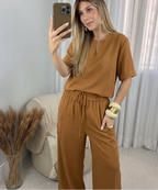 Kit 2 Conjuntos Blusa Decote V e Calça - Aurora