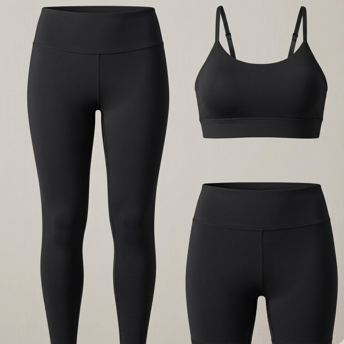 Kit Conjunto Fitness Legging + Short + Top Alça