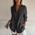 [Liquidação: Compre 1 e Leve 3] Camisa Ibiza™ em Linho de Algodão com Design Semi Plissado / Conforto e Estilo que Abraçam a Mulher Elegante!