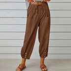 [COMPRE 1 E LEVE 2] Calça Kobe™ em Linho de Algodão com Bolsos Frontais e Cordão Ajustável