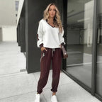 Conjunto Havana™ com Blusa Decote V e Visual Moderno (Promoção Válida Apenas Hoje)